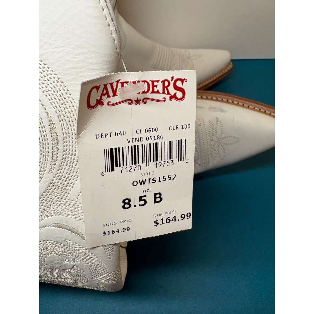 Old West Womens White Leather Snip Toe Western Cowboy Boots TS1552 Size 8.5 B - Picture 7 of 11